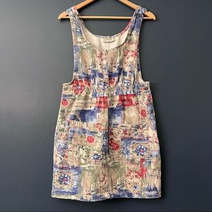 Vintage Multicolor Floral Patchwork Mini Dress